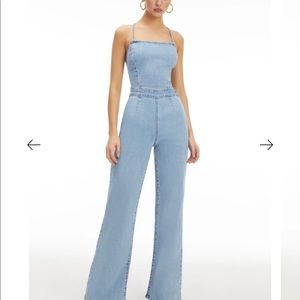 NWT Good American denim vacay palazzo jumpsuit size 5 (see their sizing)